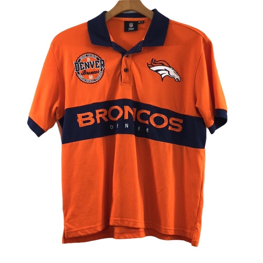 NFL Denver Broncos Orange and Navy Polo Shirt